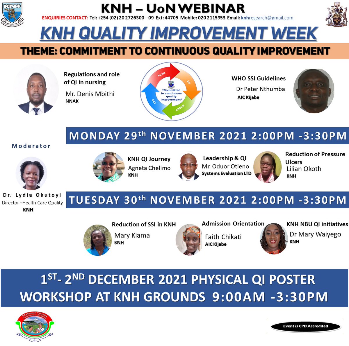 KNH_hospital's tweet photo. Next week(29th Nov to 3rd Dec 2021)marks the start of Healthcare Quality Week. Not only do Healthcare Quality Professionals improve the overall patient experience, but more importantly, they work to reduce the cost of healthcare.  Register to learn more: https://t.co/Mi4r5pMJvy https://t.co/uJ0qUOAbfp