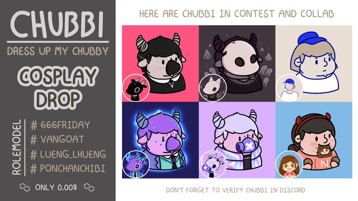 NO_O_K_'s tweet photo. CHUBBI | dress up my chubby

◽️ COSPLAY DROP ◽️
CHUBBI New drops are in contest and collab.
 
👇AVAILABLE NOW ON POLYGON👇
https://t.co/7gj1dNehBJ

#CHUBBI #NFT #NFTCommunity #Polygon https://t.co/UFcMtgNfvm
