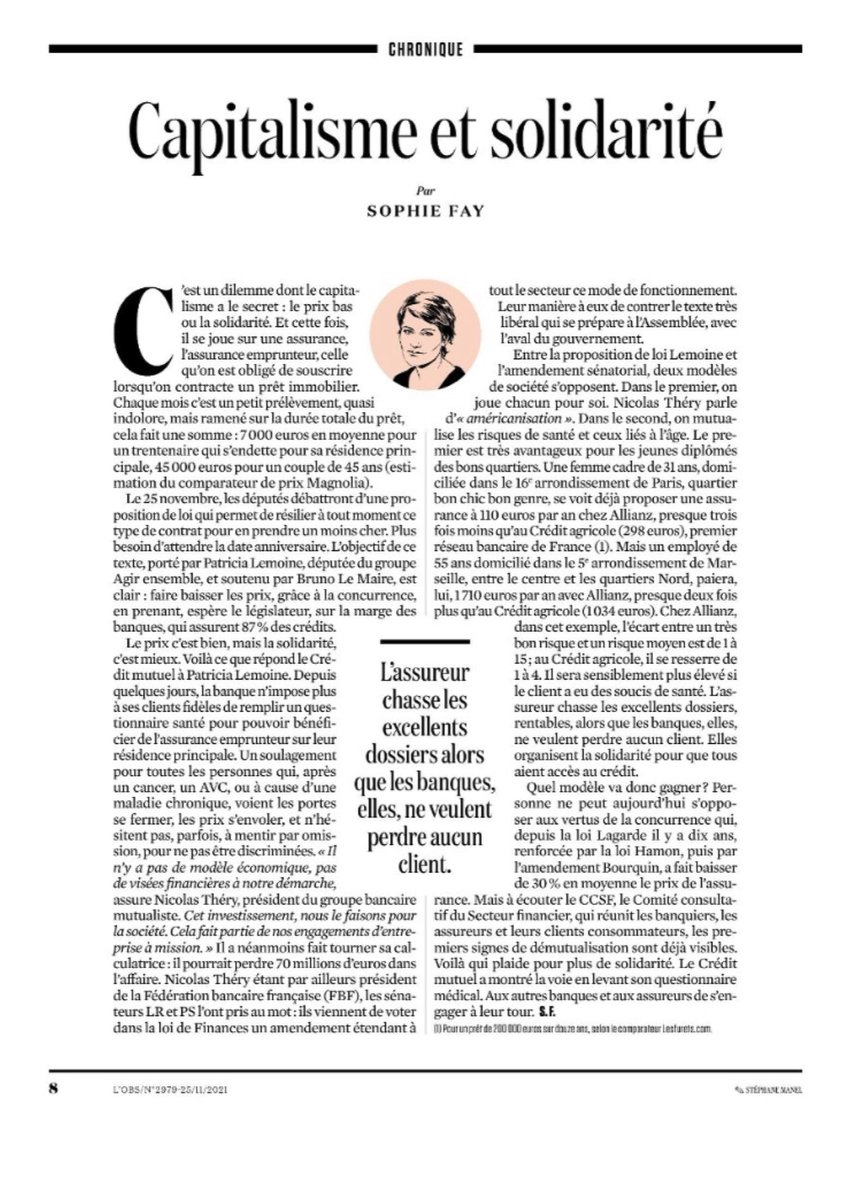 genoncat's tweet photo. Le @CreditMutuel a ouvert la voie en supprimant le questionnaire de santé : un excellent édito de @SophiFay sur ce qui différencie les banques des assureurs et qui pose le débat de la solidarité dans l’accès à la propriété via l’@lobs https://t.co/4uwn3VgWo5