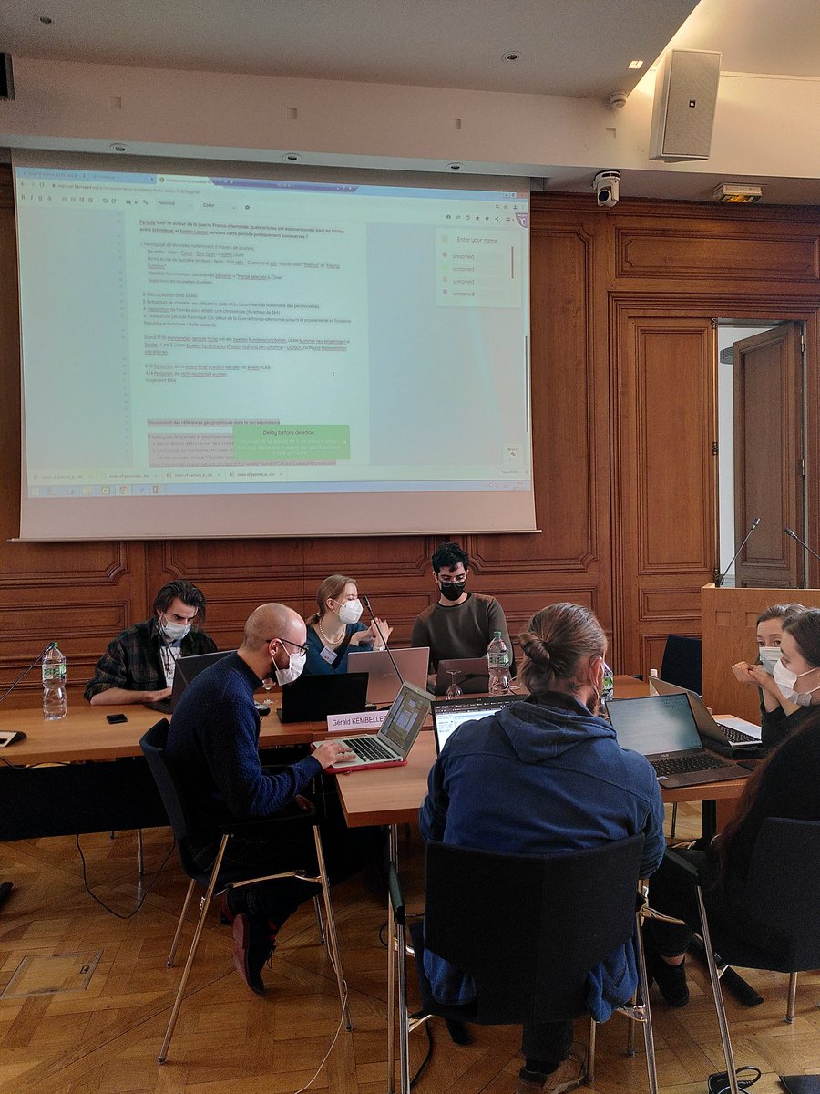 AnneBaillot's tweet photo. Ce matin, travail intensif de documentation du travail réalisé. #datathonihadfk #framapadseverywhere https://t.co/jFgg9Chln9