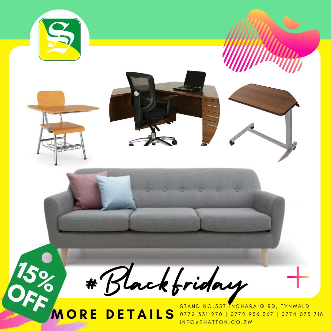 That time, we are always known to be advocates for quality furniture at reasonable price but TODAY you can get our furniture at a much lower price, courtesy of #BlackFriday 

#Zimbabwe we ❤️ you 
#shatton #officefurniture #schoolfurniture #homefurniture #hospitalfurniture