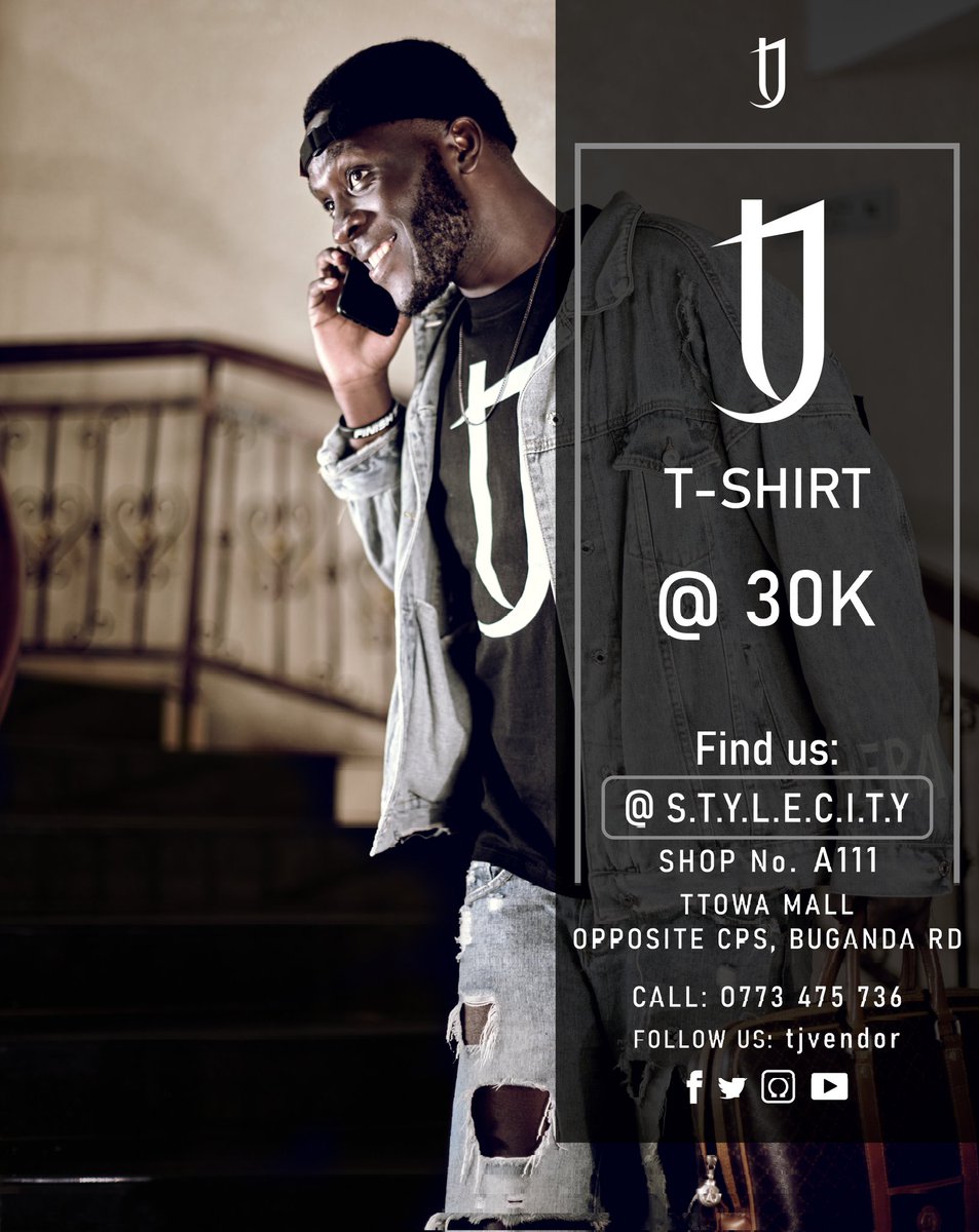 liam_namanya's tweet photo. Grab your self a TJ branded T_shirt that comes in both unisex and feminine styles,available in s,M and L sizes.visit our sales point at Ttowa mall shop no A111 opposite CPS, Buganda road 
@TjVendor 
#Startup
#tshirtshop 
#lifeshop https://t.co/IWwHdsNhaJ