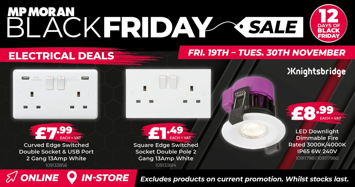 MPMORANANDSONS's tweet photo. β« HAPPY BLACK FRIDAY! β«
Black Friday started early here at MP Moran, and you have until Tuesday 30th November to grab yourself a bargain!
πhttps://t.co/V5UO4WsjmM
Hurry while stocks last π
#Blackfriday #specialoffers #deals #builders #merchants #BFD21 https://t.co/5mBst5WJgy