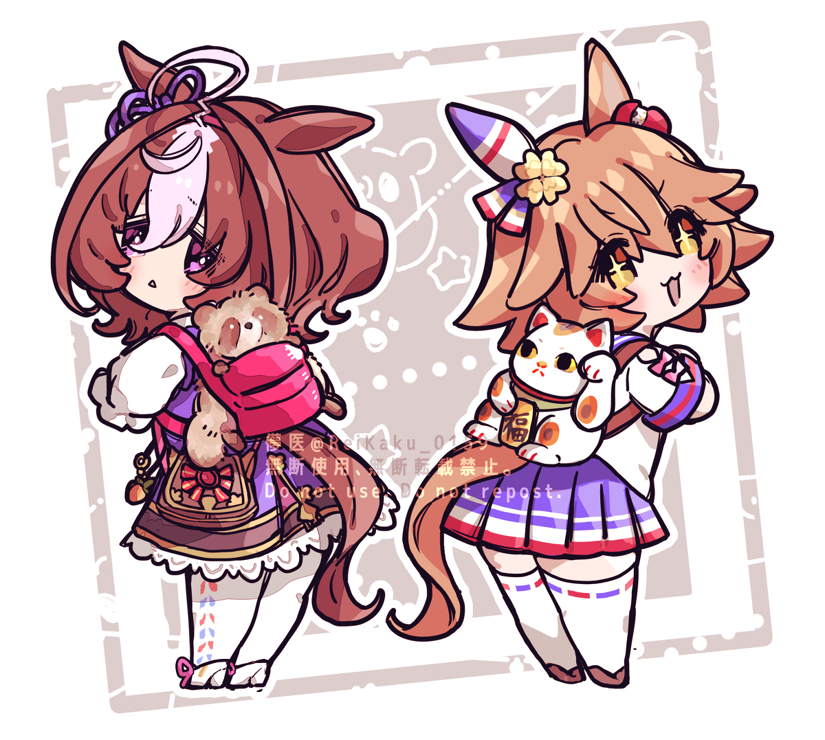 メイショウイドトウとマチカネフクキタルとタヌキと招き猫 #ウマ娘 #ウマ娘プリティーダービー https://t.co/PD4y0IacgG 