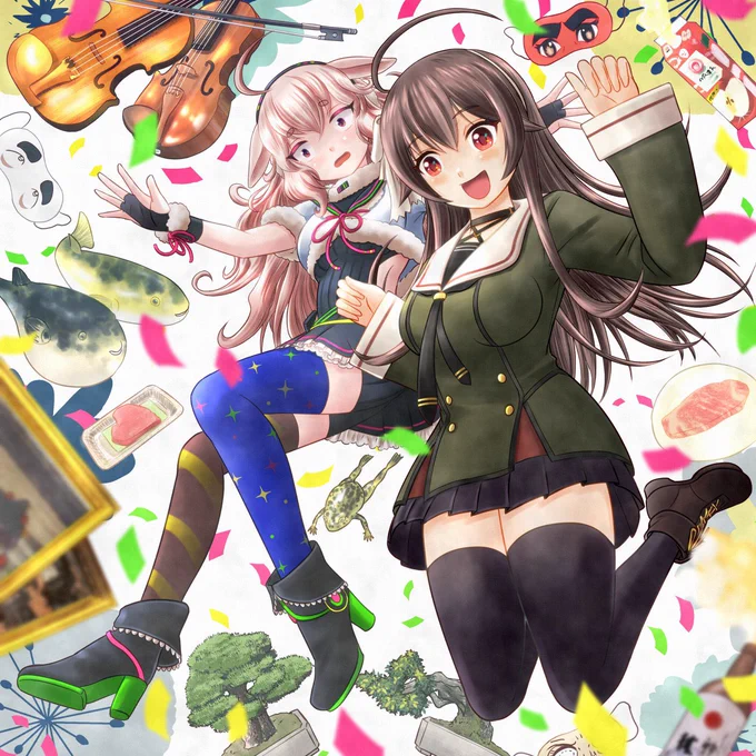 時短でブラシとか素材に頼りがちだけど
これらのイラストの小物はちゃんと自分で描いてまして
来年はちょっとした3Dモデル作れるようになるのを目標にして
この手の小物描く技術を活かしたいなぁって思ってたりする 