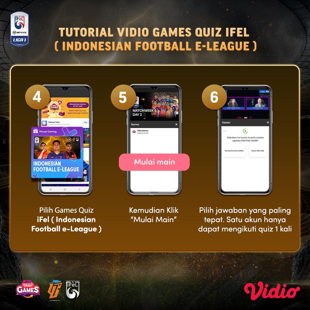 vidio's tweet photo. Hari pertama dari Matchweek 5 #IFELID akan tayang dalam 1 jam lagi! Jangan sampai ketinggalan keseruannya ya 😆
Ikutan juga #VidioGamez karena ada hadiah tambahan berupa Voucher Premier 😍
👉 https://t.co/FLrzoyIRiy
#SemuaAdaDiVidio #VidioSports #eSports https://t.co/eC99NYAxsS