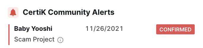 CertiKCommunity's tweet photo. 🚨 CertiK #CommunityAlert

CertiK confirmed that Baby Yooshi is a scam project

 The project team makes the token very easy to buy, but very hard to sell by using slippage over 70%.

Please be cautious when interacting with Baby Yooshi $BABYYOOSHI

https://t.co/BEttCUOapD https://t.co/ZkK7OREFp4