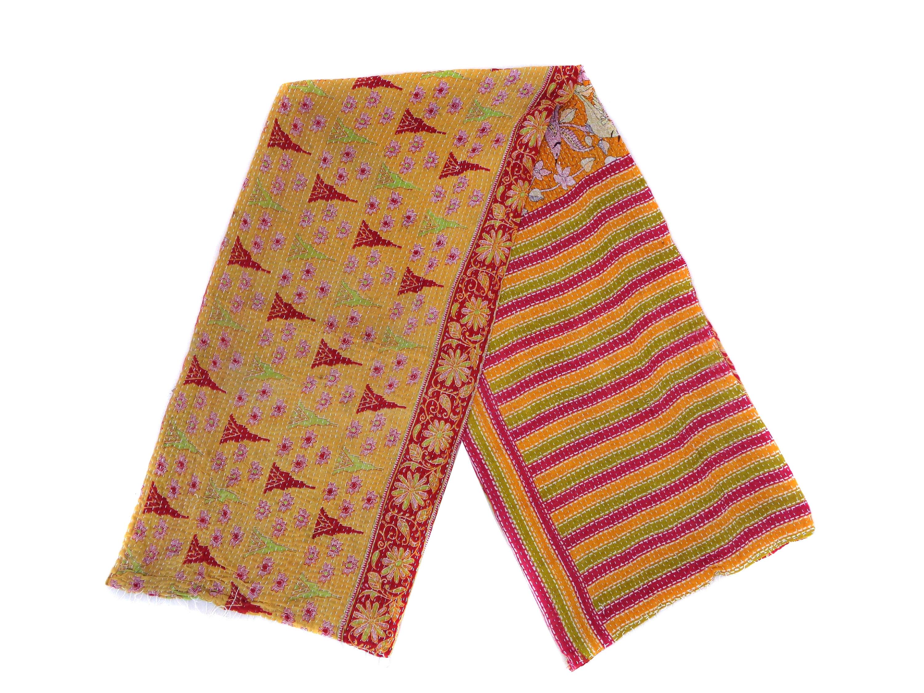 New Indian Cotton Kantha Fashion Scarf Reversible Bohemian Handmade Hijab Band SM42