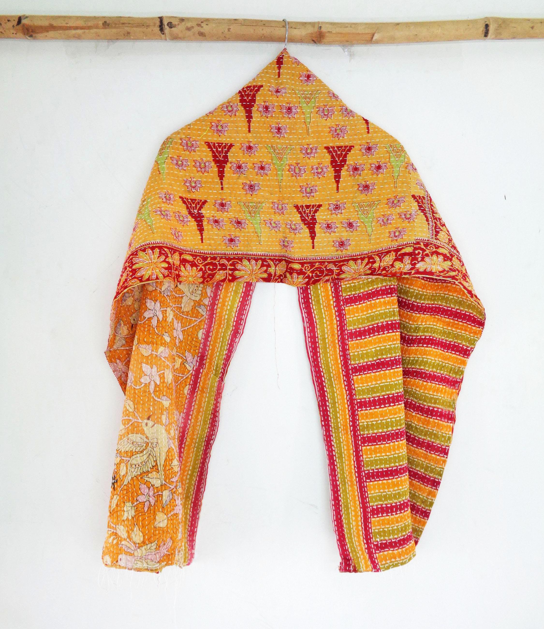 New Indian Cotton Kantha Fashion Scarf Reversible Bohemian Handmade Hijab Band SM42