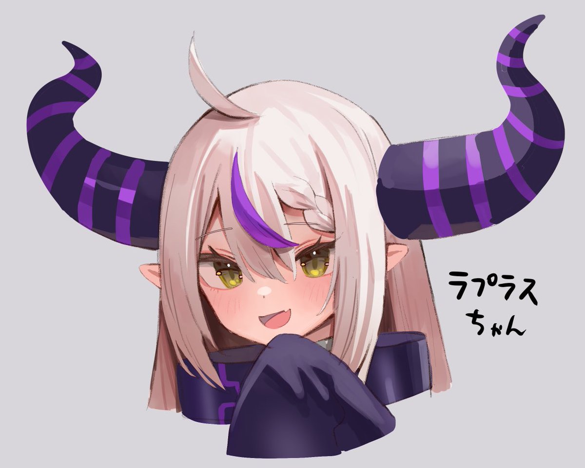 la+ darknesss 1girl solo horns pointy ears ahoge streaked hair fang  illustration images