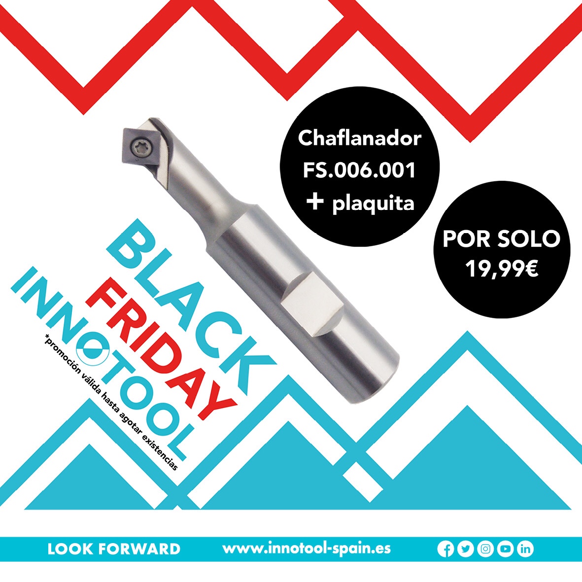 InnotoolSpain's tweet photo. Ya está aquí el Black Friday en Innotool, por solo 19’99€ tienes el chaflanador FS.006.001 + una plaquita. 
🖥 Visita nuestra web en https://t.co/FS4k32vYGF

*promoción válida hasta agotar existencias 

#promoción #innotoolspain #innotool #blackfriday #cuttingtools  #tools #web https://t.co/wzAtHsDVIx