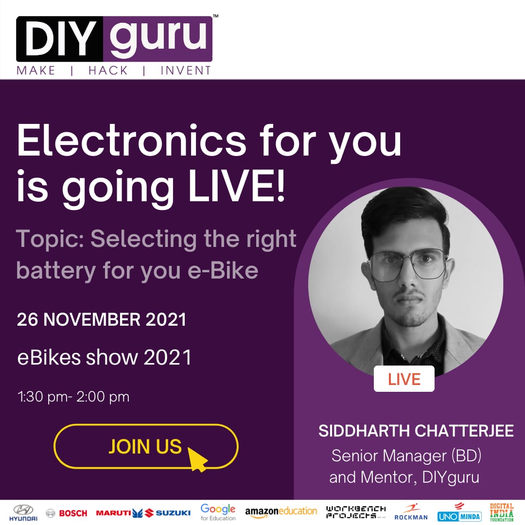 DIYguruORG's tweet photo. Siddharth Chatterjee is going LIVE at the eBikes Show 2021!
All the Electric Vehicle Enthusiasts are welcome to join us today.
Register now at: https://t.co/FlV3XQ2gIf
Stay tuned for more: https://t.co/tAy8sGIznV

#diyguru #emobility #ebikes #freeebikes #certifiedcourses #event https://t.co/H8hwSvUehc
