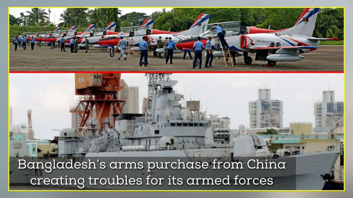 samirsinh189's tweet photo. – China’s trainer aircraft &amp; #AirDefenceSystem to Bangladesh develop snags
– Chinese #K8W aircraft turn defective
– Quality of naval frigates comes under scrutiny.
#Bangladesh’s arms purchase from China for regional ‘geopolitical balancing’ creating troubles for its armed forces. https://t.co/YN2NKvpx63