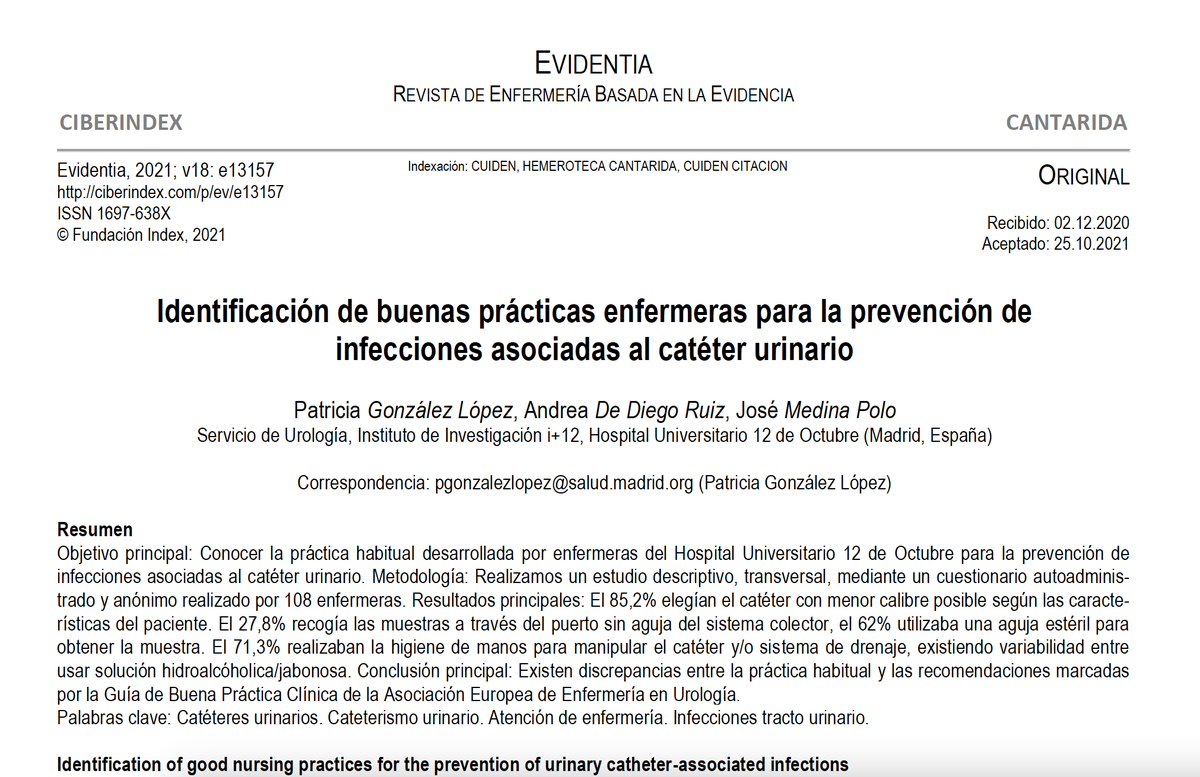JMedinaPolo's tweet photo. Nos reunimos #CongresoSINUG2021 para mejorar el tratamiento de nuestros pacientes. Presentamos el trabajo por Andrea De Diego y Patricia González recientemente publicado en @EvidentiaMedica sobre manejo de sonda uretral @Urologia12 @ROC_Urologia @sinug_org https://t.co/l5eL24tO8f