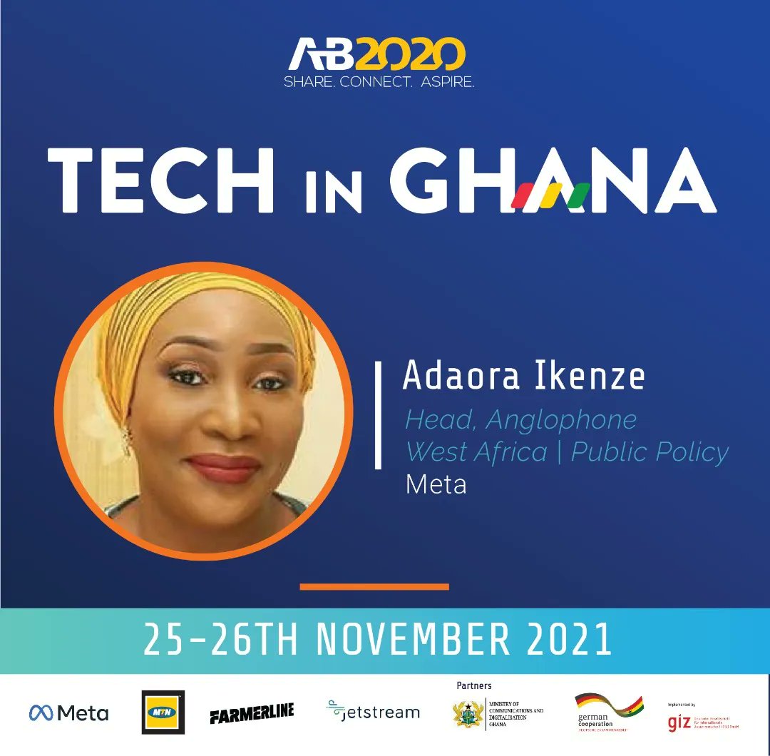 TechInGhana's tweet photo. Adaora Ikenze is Meta’s Head of Public Policy for West Africa. She has worked across Africa, Europe and the US as a lawyer, development expert, political adviser and not-for-profit funder.
Adaora will deliver a keynote this morning at 10.15am.
#techingh21 #Day2 https://t.co/5oPCOVT7Wy
