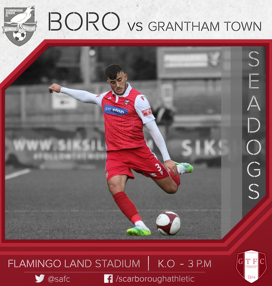 safc's tweet image. THE LAST ONE BEFORE CHRISTMAS! 🎄

⚽ @safc v @granthamtownfc 
🚩 8th v 24th
📅 Saturday 27th November
🏟️ Flamingo Land Stadium, YO11 2JW
⏱️  3pm KO
🎟️ £12/£7/£5/£2 PAY ON THE GATE OR IN ADVANCE: ow.ly/H5uT50GWJfb

PREVIEW:
scarboroughathletic.com/news/grantham-…