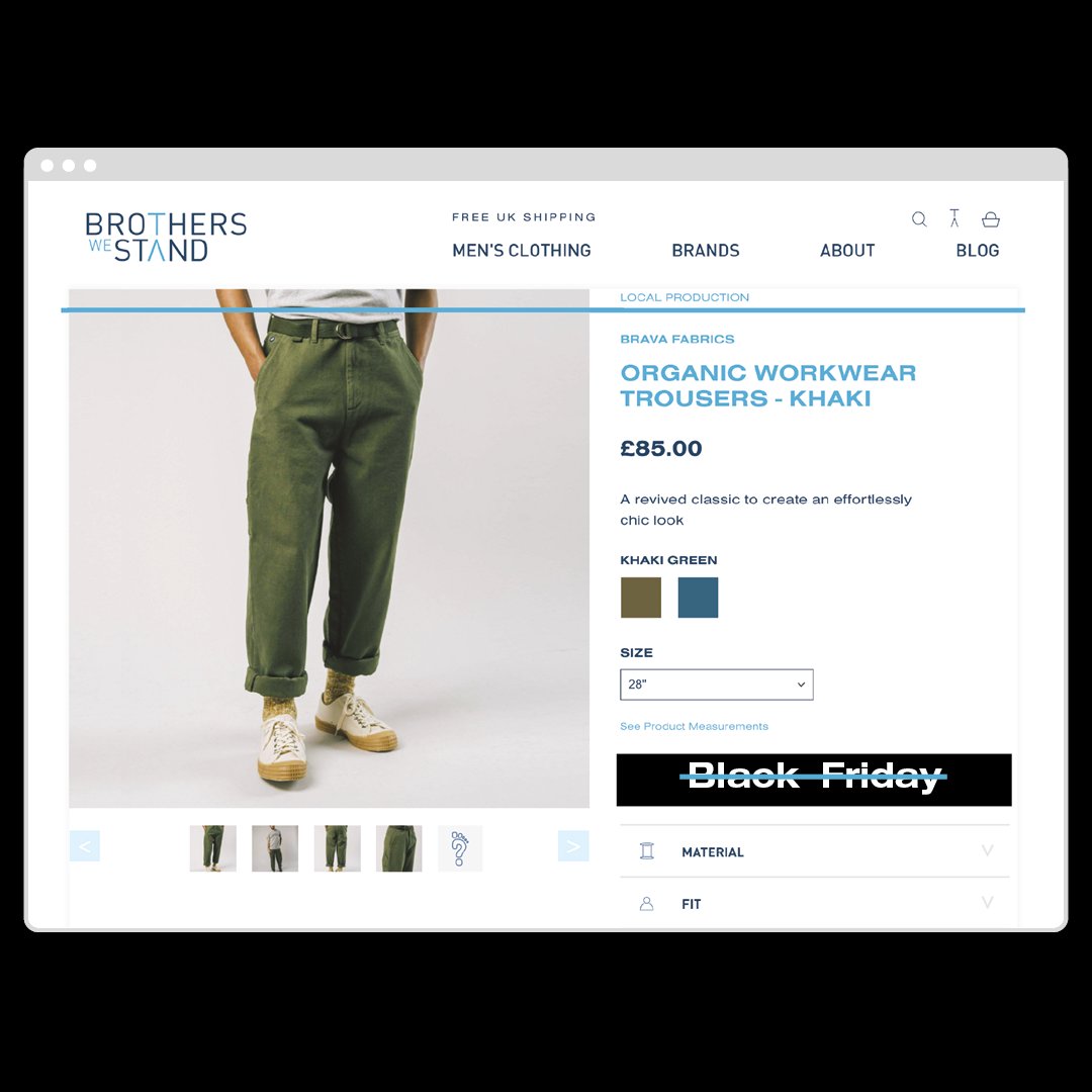 Apathy. Exploitation. Overconsumption. It’s time to take a stand. Today, we’re shutting up shop. For 24 hours, you’ll find three alternative actions on our homepage you can take to challenge fashion’s culture of overconsumption. Head to brotherswestand.com to find out more🙌