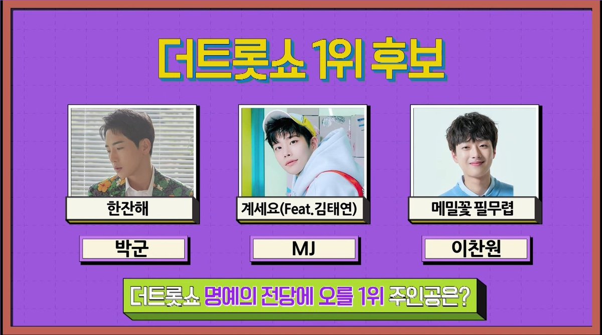 1st Place Nominees for LIVE VOTING on The Trot Show 🎉

Prepare all your accts, save jellies, watch ads and do missions 💪