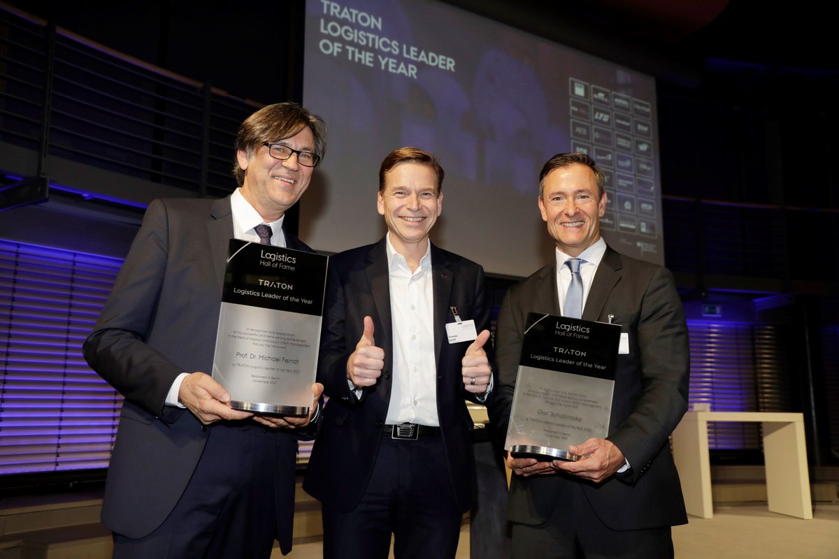 TRATON GROUP (@traton_group) on Twitter photo TRATON GROUP CEO Christian Levin has awarded the “TRATON Logistics Leader of the Year” prize for 2020 and 2021 to Olaf Schabirosky (CEO of <a href="/hermesDE/">Hermes Germany</a>) and Professor <a href="/M_Feindt/">Prof. Michael Feindt</a> (co-founder of <a href="/BlueYonder/">Blue Yonder</a>) yesterday. Read more >> bit.ly/3DWh6Xg
#TRATONGROUP #logistics TRATON GROUP CEO Christian Levin has awarded the “TRATON Logistics Leader of the Year” prize for 2020 and 2021 to Olaf Schabirosky (CEO of <a href="/hermesDE/">Hermes Germany</a>) and Professor <a href="/M_Feindt/">Prof. Michael Feindt</a> (co-founder of <a href="/BlueYonder/">Blue Yonder</a>) yesterday. Read more >> bit.ly/3DWh6Xg
#TRATONGROUP #logistics