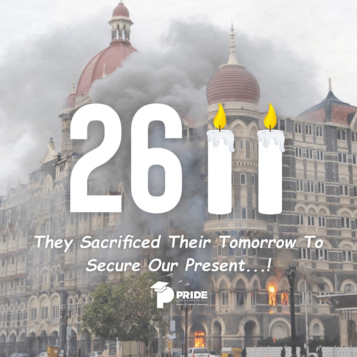 PrideEducare's tweet photo. They Sacrificed Their Tomorrow To Secure Our Present...!
.
.
.
.
#2611Attack #2611mumbaiattacks
#terror #tribute #mumbai #india #bravery #mumbaipolice #salute #tajhotelmumbai #HEROS https://t.co/LFbuP8DB4B