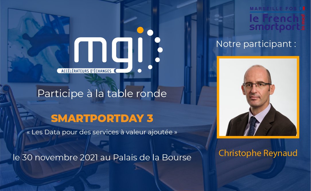 MGI_gyptis's tweet photo. [SMARTPORTDAY 3 ] 🚩 
Christophe Reynaud participera à la table ronde « Les Data pour des services à valeur ajoutée » à l'évenement du #SmartPortDay. 📅
Inscrivez-vous  ➡  https://t.co/j8CWF8m6Qk
@smartportinmed @CCI_AMP @marseille 
#SmartPortDay3 #tableronde #innovation https://t.co/w5VjmAHcQF