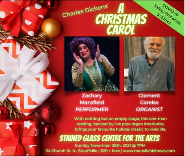 SGC_PA's tweet photo. Stained Glass Centre (Stouffville United Church- 34 Church Street) are so excited to be offering our second show by Mansfield Entertainment this Sunday, November 28th at 7pm.  Kick off your Christmas season with Charles Dickens "A Christmas Carol".   https://t.co/5CPzGhvtq0 https://t.co/AOYzSYGseZ