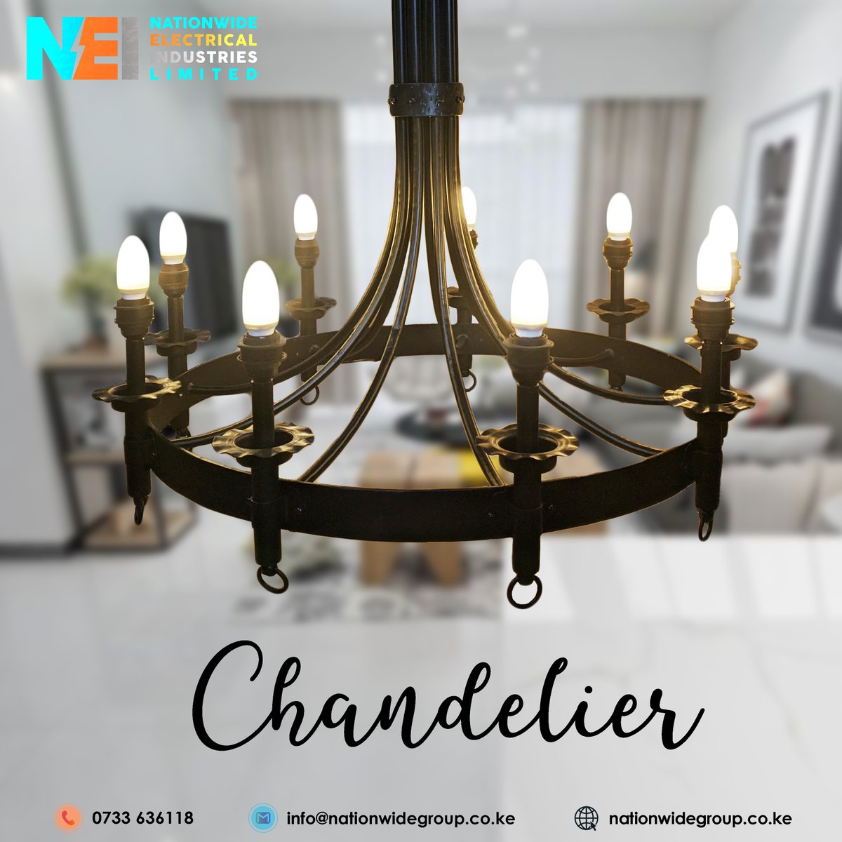 Nationwide_KE's tweet photo. With 9 lamp holders and a powder coated matte black finish, our custom fabricated Steel chandelier will make your room stand out. Contact us now:

0733636118
Info@nationwidegroup.co.ke

#steelfabrication #fabrication #powdercoating https://t.co/lGEpzmrkQZ