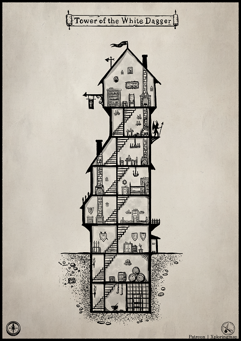 XploringMap's tweet photo. Tower of the White Dagger.
Patreon | xploringmap for all kind of fantasy maps.
https://t.co/eFTHdeTHmu

#map #sidemap #rpg #rpgmap #dnd #dndmaps #gameart  #ttrpg #mapmaking
#dungeonmap #buildingmap #dungeon #fantasymap #dnd5e #roleplay #sidescroller #dungeonsanddragons  #maps https://t.co/DyMUvLtDyk