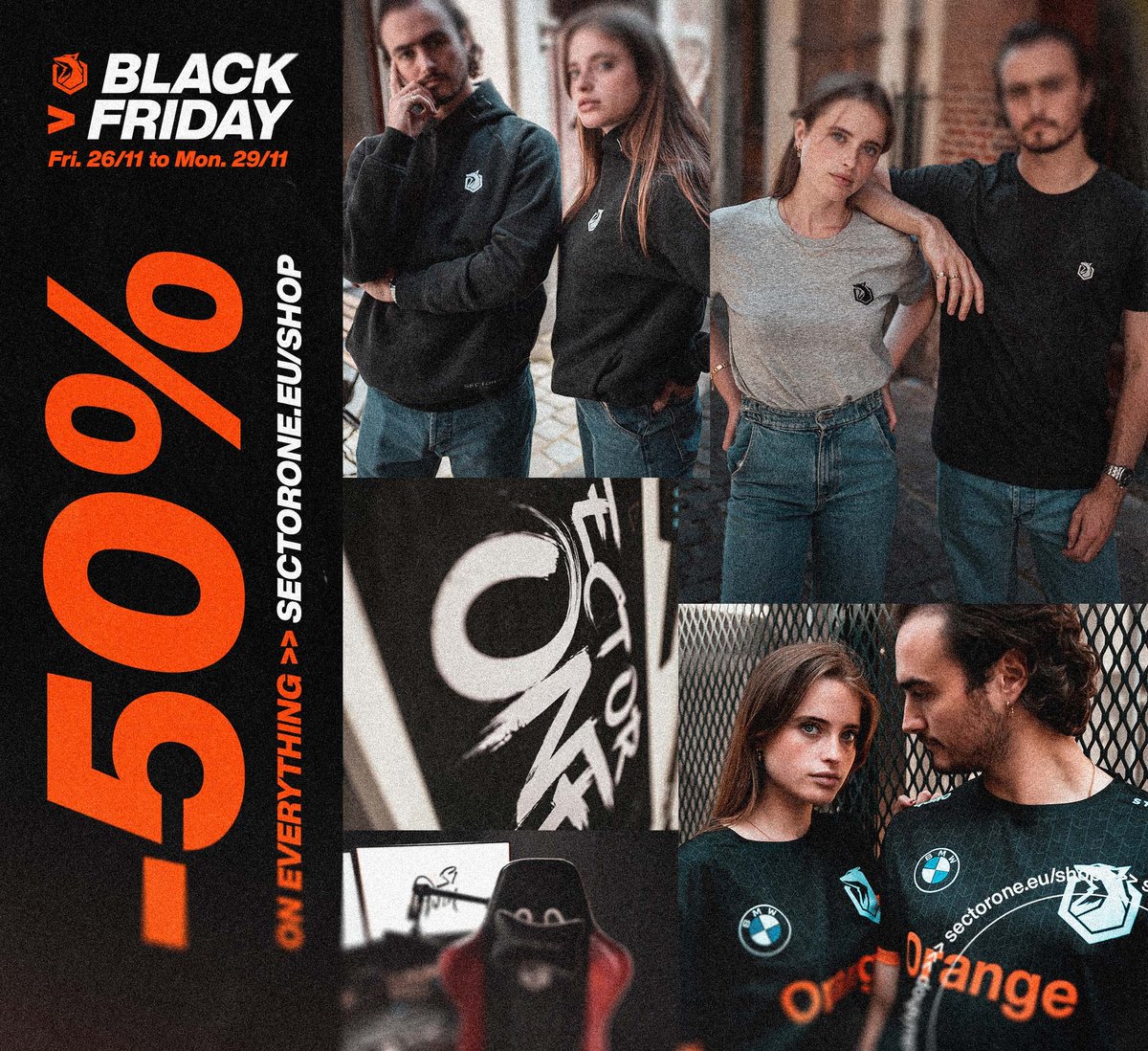 SectorOneEU's tweet photo. S1 #BlackFriday is LIVE 🔥

50% off on EVERYTHING in the SHOP 🥵

➡ https://t.co/LxXJOHy9cc ⬅ https://t.co/FHXxO4gfWa