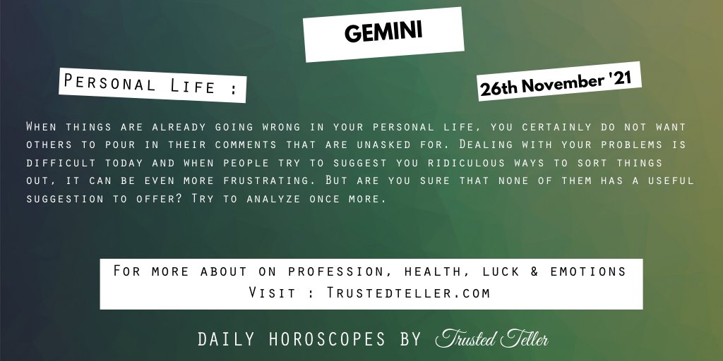 Trustedteller's tweet image. To know more, click on the link below.
trustedteller.com/horoscope

#Libra #Virgo #gemini #Aquarius #Horoscope #ASTRO_GATEWAY_OPEN #ZodiacFacts