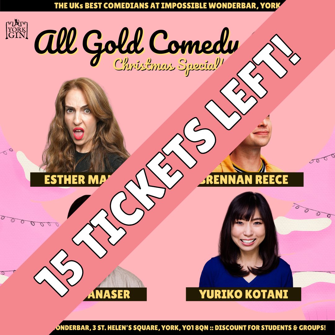 noddogcomedy's tweet photo. ALL GOLD COMEDY CLUB CHRISTMAS SPECIAL!

Join us at @ImpossibleYork for not just one, but TWO acts as seen on Live At The Apollo!

MC @HydePanaser presents @esther_manito, @BrennanReece and @YurikoComedy!

Limited tickets left.

Buy now: https://t.co/aM6yislMRh

@theyorkmix #york https://t.co/VYe6u0dCbS