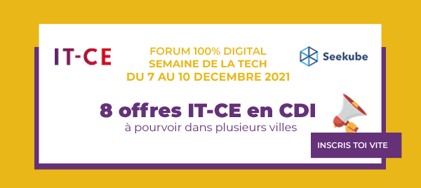 📢 Dispo pour un entretien personnalisé, convivial et 100% digital ?💻 Nous recrutons en #CDI ! 
Jeune diplômé(e), passionné(e) par l’#IT⚡️👉inscris toi avant le 6 décembre📆 bit.ly/30w9ewM 
On se donne rendez-vous au Forum Semaine de la Tech sur <a href="/SeeKube/">Seekube</a>💻! #recrutement