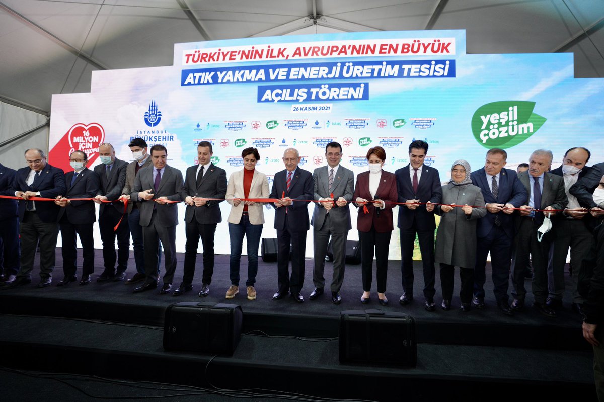 ekrem_imamoglu's tweet photo. Avrupa'nın en büyük, Türkiye'nin ilk katı atıktan enerji üreten tesisini açtık.

1,4 milyon İstanbullunun elektrik ihtiyacını karşılayacağımız tesisin açılışına katılan Genel Başkanımız Sayın Kemal Kılıçdaroğlu ve İYİ Parti Genel Başkanı Sayın Meral Akşener'e teşekkürler. https://t.co/q0HArU9HJJ