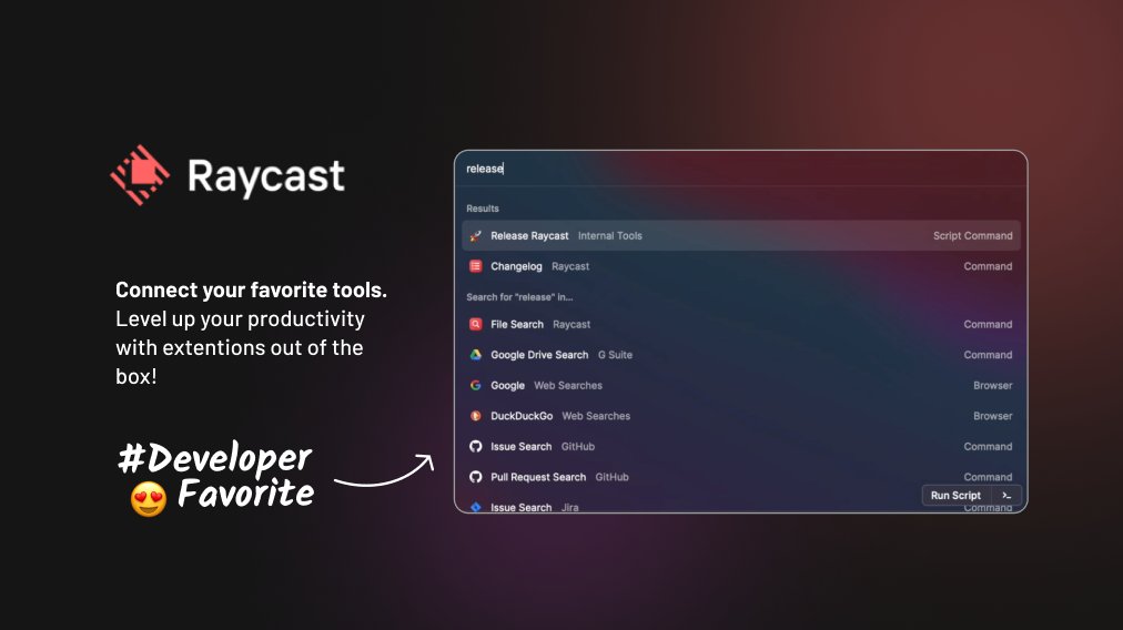 prisma's tweet image. 😍 Today&apos;s #DeveloperFavorite is @raycastapp!

Our team uses a lot of the extensions to improve their productivity and they love the recently released extension API for developing their own workflows! 🪄

📈raycast.com