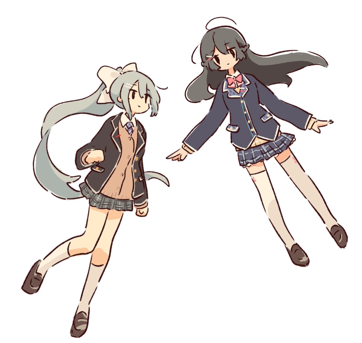 higuchi kaede ,tsukino mito multiple girls 2girls jacket skirt long hair school uniform thighhighs  illustration images