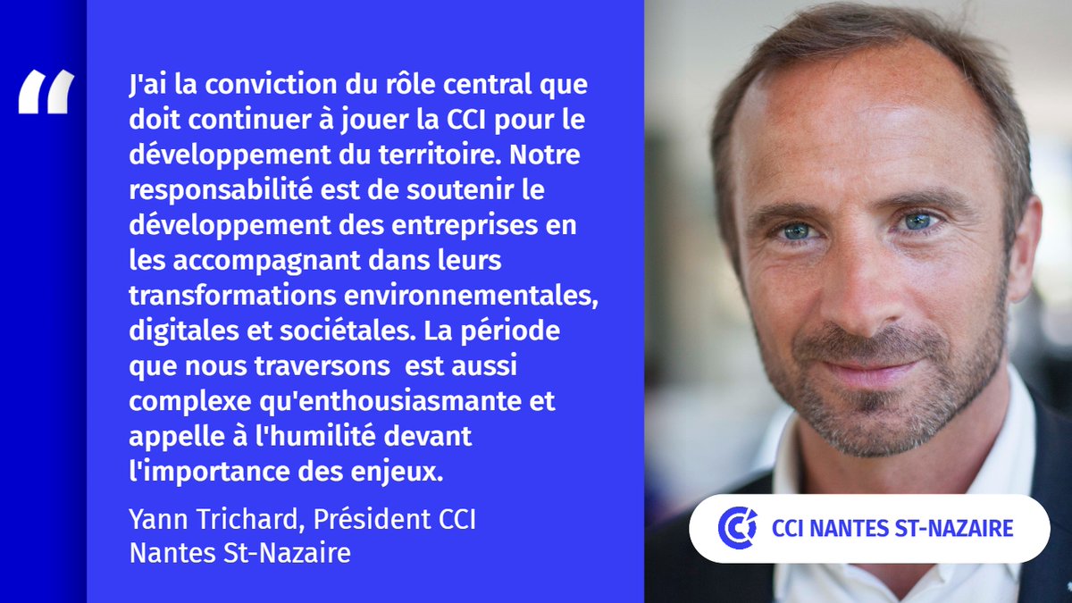 [#ElectionsCCI] Yann Trichard réélu à la présidence de la <a href="/CCINantes/">CCI Nantes St Nazaire</a> lors l'assemblée générale d'installation 🗳️. 

60 membres élus au service du développement du territoire et de l'accompagnement des entreprises dans leurs transformations ♻️👩‍💻

Infos 👉bit.ly/316Zutz