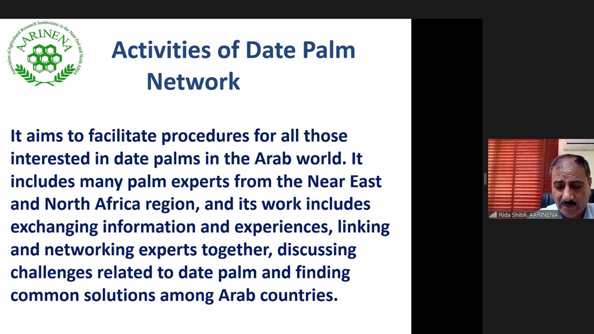 TAP_G20's tweet photo. #HappeningNow
Establishing & Operationalizing a Research, Technology and #InnovationPlatform 💻for the #DatePalm #IntegratedProduction system in NENA Region🌴
Rida Shibli on @aarinena's work in #Research & #AgInnovation
#TAP_PartnersAssembly side event in collaboration w/
@FAO https://t.co/vrxLEPA7iK