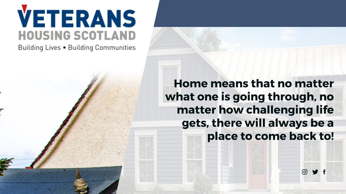 VHScotland's tweet photo. Our veterans know that home means: a place comfortable enough to be themselves.
A home is built not by bricks or wood, but with a bond!
To get in touch you can contact us at supportmanager@vhscot.org.uk for any property inquires! 🏠
#Scotland #veterans #homeuk https://t.co/wHG3k4xlKn