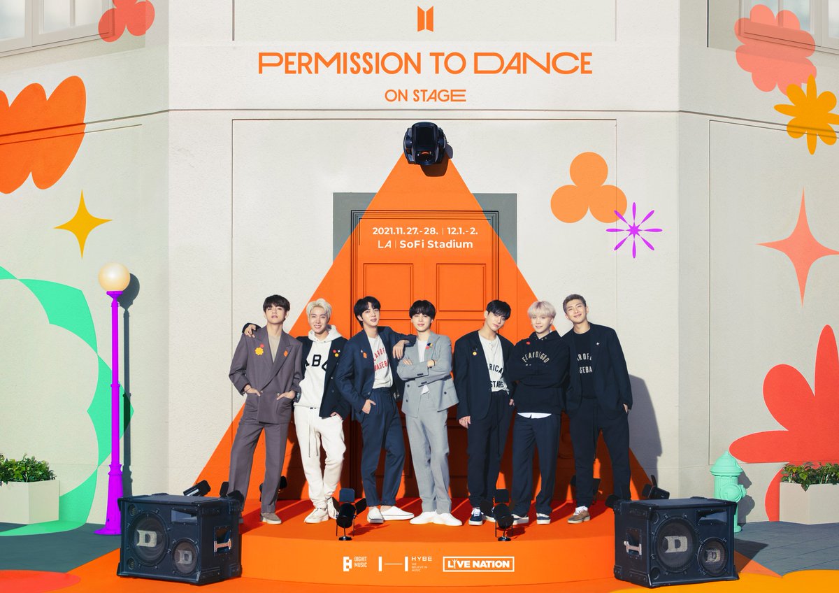 BTS Permission to Dance Concert will be held in Los Angeles, California on Nov 27, 28 &amp; Dec 1st &amp; 2nd, 2021. This will be BTS 1st offline concert in 2 years.

#BTSPermissionToDanceOnStageLA
