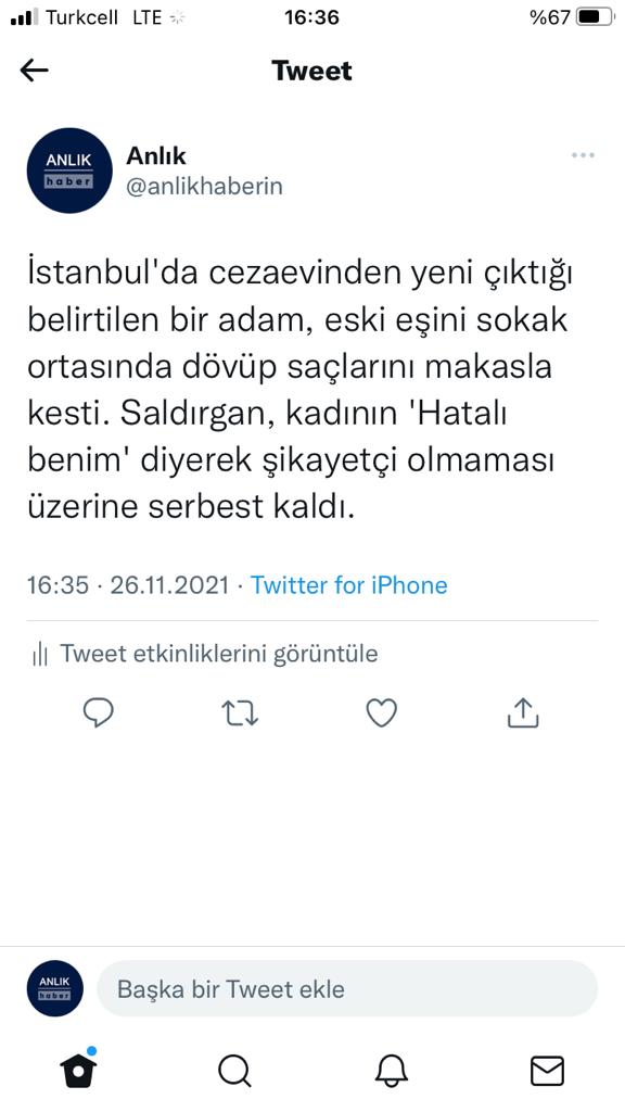 Bu iki haber arasında sadece bir gün var. Diyecek söz bulamıyorum!!!

#Susma #Yeter #Kadiköymetro #KadinaSiddeteHayir #idamistiyorum #idam #EmrahYılmazTutuklansın #Cuma #26kasım