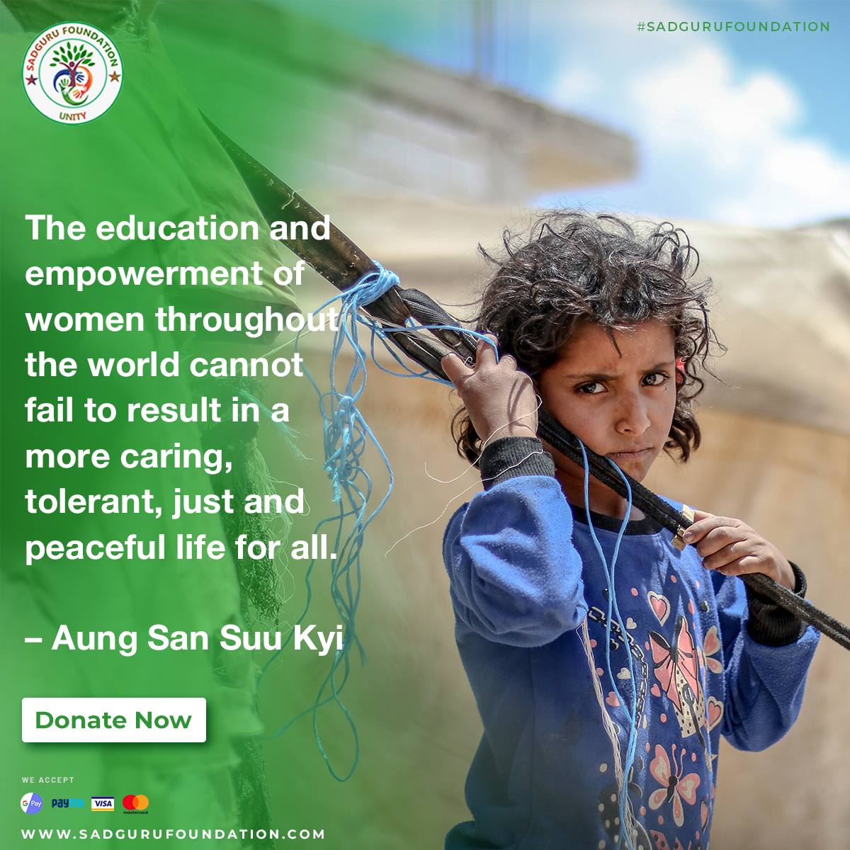 SadguruFdnUnity's tweet photo. The education and empowerment of women throughout the world cannot fail to result in a more caring, tolerant, just and peaceful life for all.
– Aung San Suu Kyi
.
.
.
https://t.co/7tKREQUpv8
.
.
.
#likes #like #follow #likeforlikes #love #instagood #instagram #followforfollowbac https://t.co/j0KCe7tagb