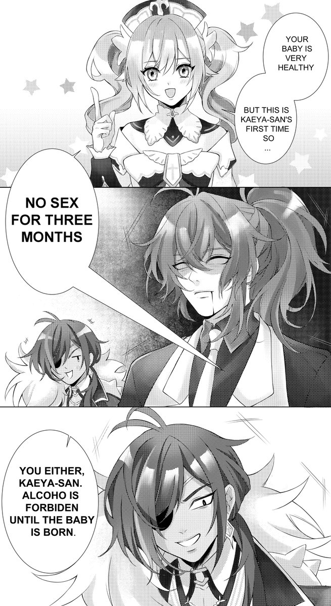 ABO AU
🔥Alpha x ❄️Omega
I think Diluc'll never let Kaeya has baby again 😂😂😂😂
#luckae #ディルガイ