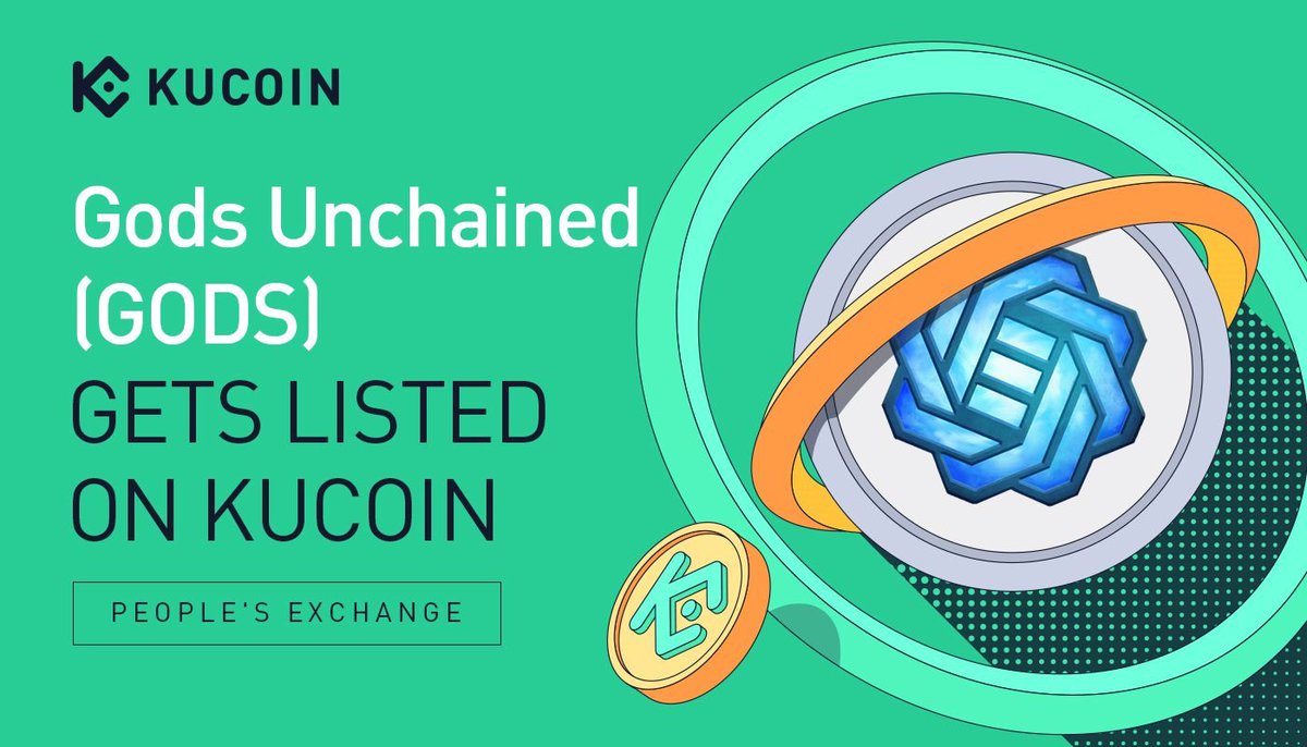 📢 New Listing

$GODS <a href="/GodsUnchained/">Gods Unchained</a> gets listed on #KuCoin!

🔹Pair: GODS/USDT
🔹Deposit: now open (network: ERC20)
🔹Trading: 10:00 on November 29, 2021 (UTC)
🔹Withdrawal: 10:00 on November 30, 2021 (UTC)

Details: kucoin.com/news/en-gods-u…

#Gaming #NFT #Metaverse