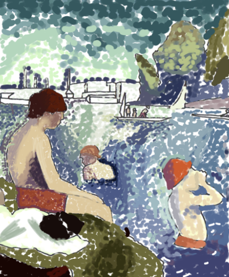 artandphoto_ccs's tweet photo. For the year 8's homework they were asked to recreate a section of "The Bathers" by George Seurat. Some students used paint and others using their computer. Fantastic work!

#CCStastic #KS3art #artmatters
@CumberlandE13 @Omar_Deria @CST_London https://t.co/IIPEpxCr7y
