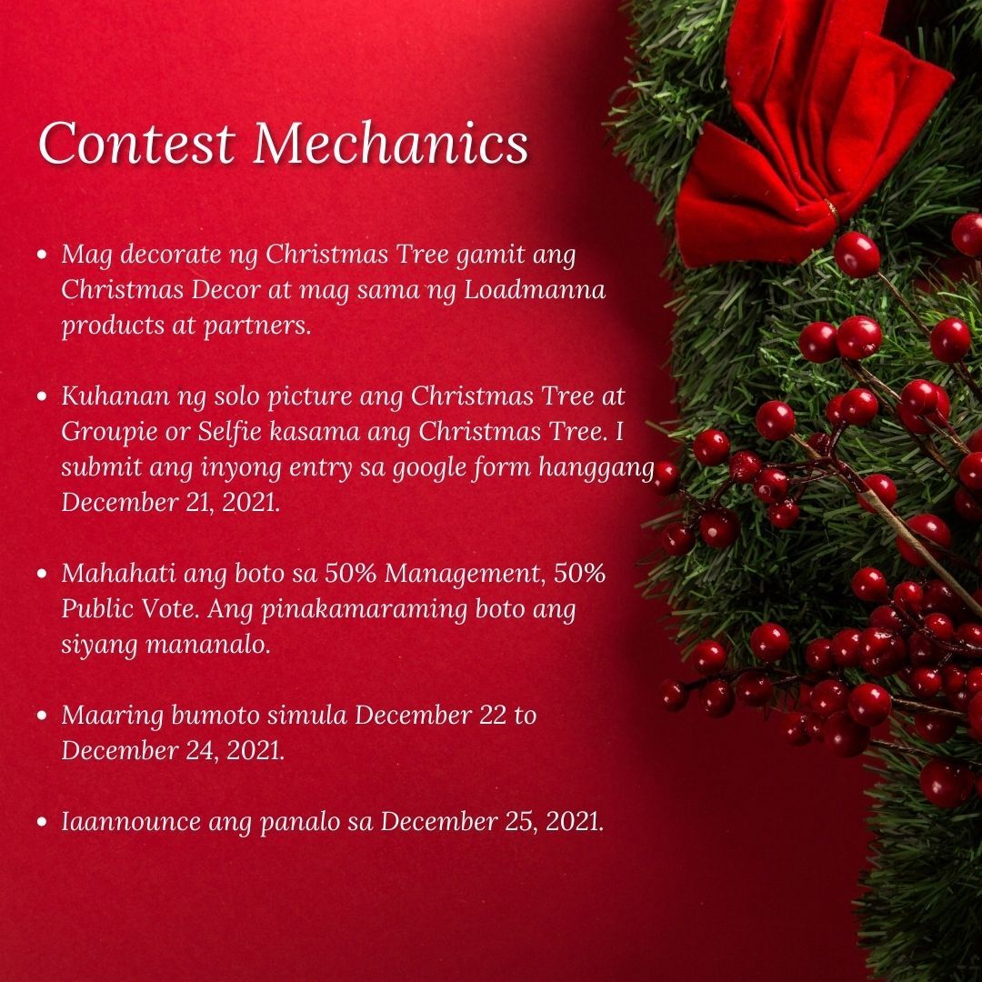LoadmannaSocial's tweet photo. Pamasko hatid sa inyo ng Loadmanna halina't sumali sa 𝙋𝙖𝙢𝙖𝙨𝙠𝙤 𝘾𝙝𝙧𝙞𝙨𝙩𝙢𝙖𝙨 𝙏𝙧𝙚𝙚 𝘿𝙚𝙘𝙤𝙧𝙖𝙩𝙞𝙣𝙜 𝘾𝙤𝙣𝙩𝙚𝙨𝙩 at maari kayo'ng manalo ng 𝟭𝟬,𝟬𝟬𝟬 𝗟𝗠 𝗪𝗮𝗹𝗹𝗲𝘁

𝗖𝗼𝗻𝘁𝗲𝘀𝘁 𝗠𝗲𝗰𝗵𝗮𝗻𝗶𝗰𝘀: 
•Mag decorate ng Christmas Tree gamit ang Christma https://t.co/2uB4FFubpx