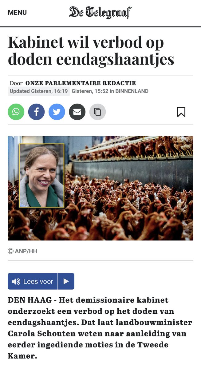 Gisteren was <a href="/in_ovo/">In Ovo</a> een van de 5 genomineerden voor de Agribusiness Award van <a href="/Boerenbusiness/">Boerenbusiness</a>. Een wel bijzonder actueel en zeer kansrijk ‘antwoord’ op het nieuws van een dag eerder, dat het Kabinet overweegt het doden van eendagshaantjes te gaan verbieden.