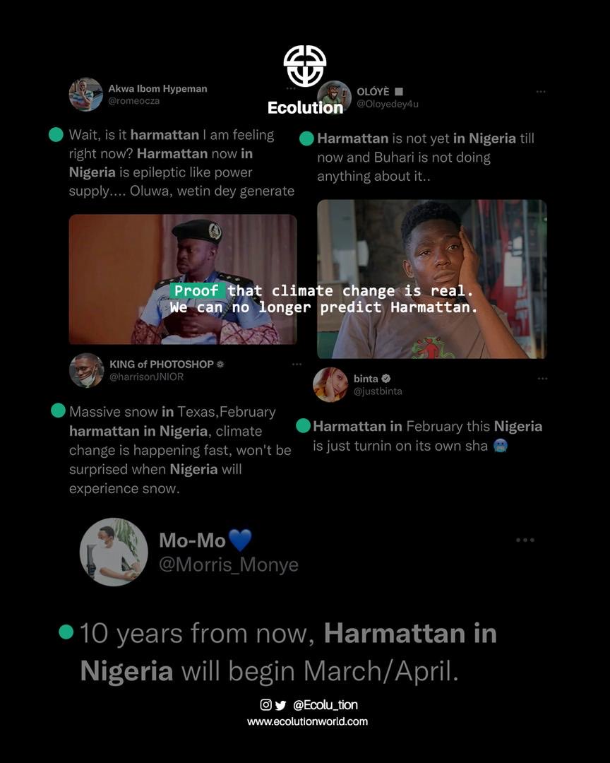 Ecolu_tion's tweet photo. The abnormality of the weather seems to be recurring and worsening by the years and these tweets from ⁦@justbinta⁩ ⁦@Oloyedey4u⁩ ⁦@romeocza⁩ ⁦@harrisonJNIOR⁩ ⁦@Morris_Monye⁩ are proofs that climate change is real https://t.co/23QUkkx3Um