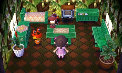 leecomu's tweet photo. i’m unsure if i mentioned it before, but i wanted to remake drift’s house from new leaf. it’s my favourite, and matches him! i think i did okay with the items we have and don’t have😋 + i added a stereo for music bc silent houses r terrifying https://t.co/295ACYOcAU