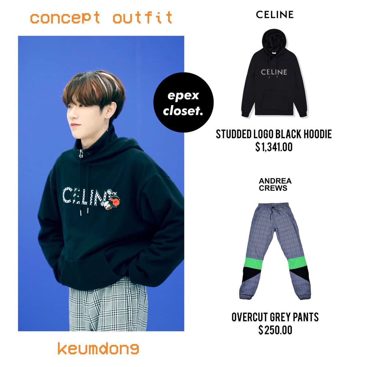 epex_closet's tweet photo. #KEUM concept outfit -
#CELINE studded logo hoodie , black
#ANDREACREWS overcut pants , grey
$1,341.00 / $250.00
#๊ธ๋ํ #EPEX #์ดํ์ค @by_EPEX @the_EPEX #EPEX_CLOSET https://t.co/nvYf9uPzgj