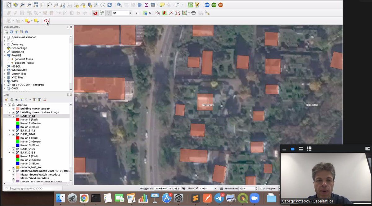 GTGT_Forum's tweet photo. Georgy Potapov of @GeoalertTeam is showing how AI technologies help us to analyse remote sensing data.

#GTForum2021 https://t.co/BnbJZXk5oE
